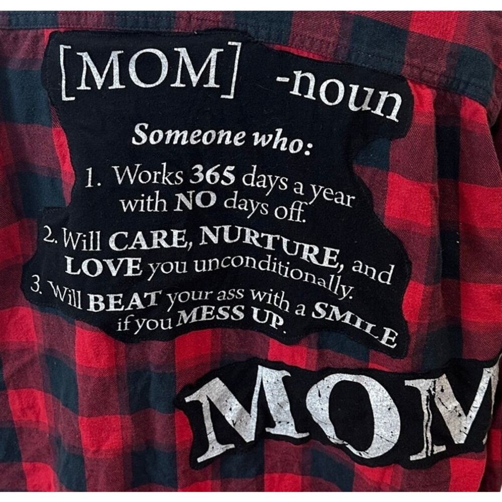 Mom Definition Plaid Flannel Shirt XL Classic Oversized Unique Mother's Day Gift - Picture 2 of 6